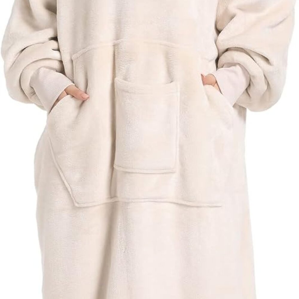 Oversized Wearable Blanket Sweatshirt, Thick Warm Fleece Cozy Sherpa Hooded with